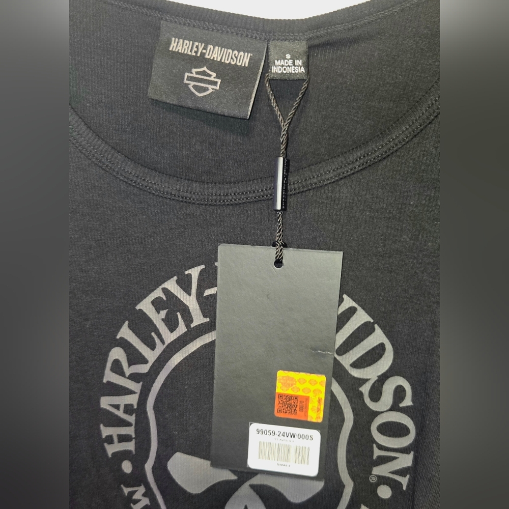 ​🖤 NWT Harley-Davidson Skull Graphic Ruched Drawstring Tee Small 🏍️ - Picture 3 of 3